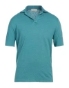 Filippo De Laurentiis Man Polo Shirt Pastel Blue Size 42 Linen