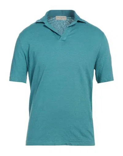 Filippo De Laurentiis Man Polo Shirt Pastel Blue Size 42 Linen