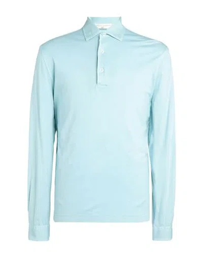 Filippo De Laurentiis Man Polo Shirt Sky Blue Size 42 Cotton