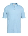 Filippo De Laurentiis Man Polo Shirt Sky Blue Size 44 Linen, Elastane
