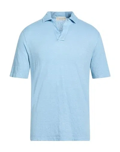 Filippo De Laurentiis Man Polo Shirt Sky Blue Size 44 Linen, Elastane