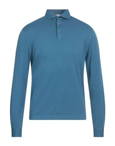 Filippo De Laurentiis Man Polo Shirt Slate Blue Size 46 Cotton