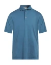Filippo De Laurentiis Man Polo Shirt Slate Blue Size 46 Cotton