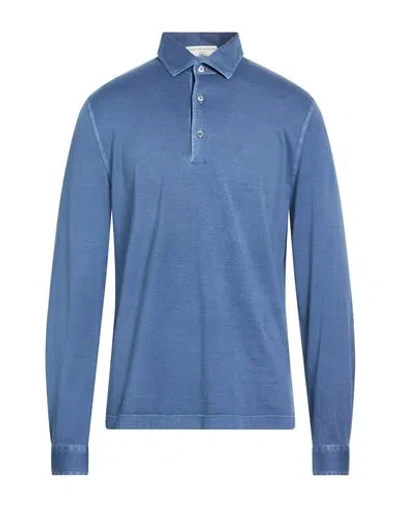 Filippo De Laurentiis Man Polo Shirt Slate Blue Size M Cotton