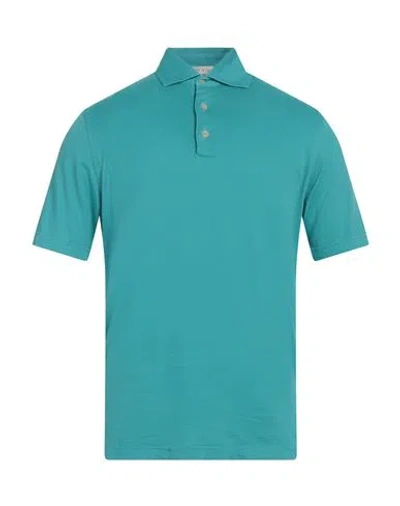Filippo De Laurentiis Man Polo Shirt Turquoise Size 40 Cotton In Blue