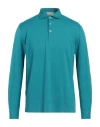 Filippo De Laurentiis Man Polo Shirt Turquoise Size 42 Cotton In Blue