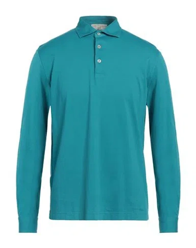 Filippo De Laurentiis Man Polo Shirt Turquoise Size 42 Cotton In Blue