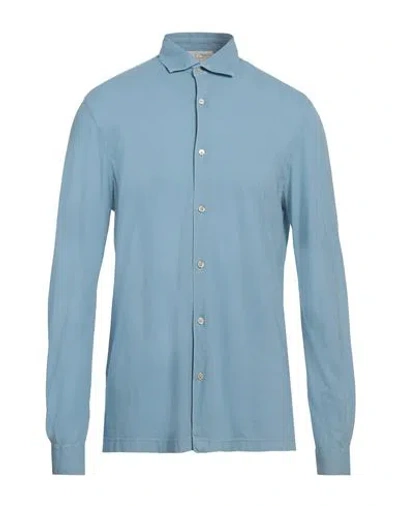 Filippo De Laurentiis Man Shirt Azure Size 42 Cotton In Blue