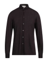 Filippo De Laurentiis Man Shirt Dark Brown Size 40 Merino Wool