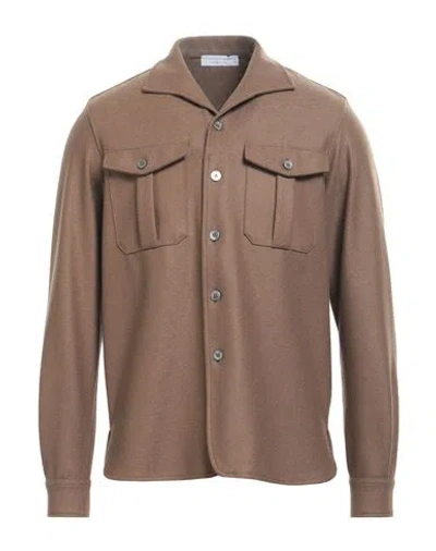 Filippo De Laurentiis Man Shirt Khaki Size 40 Merino Wool In Beige