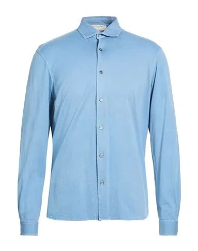 Filippo De Laurentiis Man Shirt Pastel Blue Size 46 Cotton