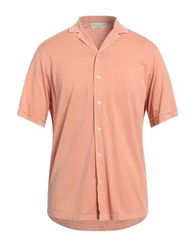 Filippo De Laurentiis Man Shirt Salmon Pink Size 50 Cotton In Orange