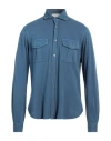 Filippo De Laurentiis Man Shirt Slate Blue Size 40 Cotton In Blue