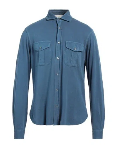 Filippo De Laurentiis Man Shirt Slate Blue Size 40 Cotton