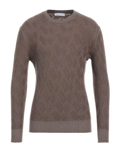 Filippo De Laurentiis Man Sweater Brown Size 40 Merino Wool