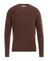 Filippo De Laurentiis Man Sweater Brown Size 42 Mohair Wool, Merino Wool, Polyamide, Elastane