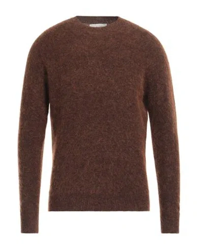 Filippo De Laurentiis Man Sweater Brown Size 42 Mohair Wool, Merino Wool, Polyamide, Elastane