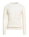 Filippo De Laurentiis Man Sweater Cream Size 36 Alpaca Wool, Merino Wool, Polyamide In White