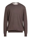 Filippo De Laurentiis Man Sweater Dark Brown Size 50 Super 140s Wool, Silk, Cashmere