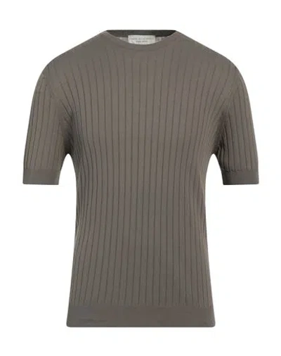 Filippo De Laurentiis Man Sweater Khaki Size 40 Cotton In Gray