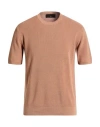 Filippo De Laurentiis Man Sweater Light Brown Size 44 Cotton