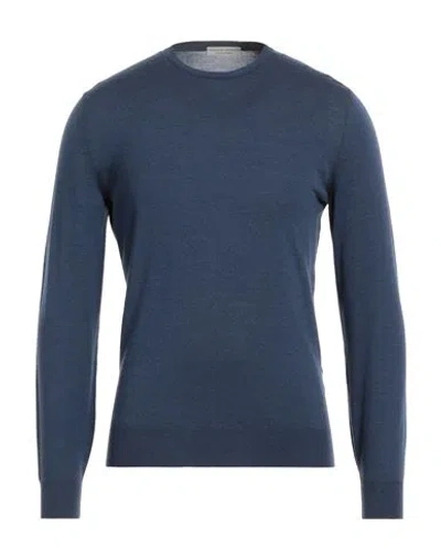 Filippo De Laurentiis Man Sweater Slate Blue Size 36 Merino Wool, Silk, Cashmere In Navy Blue
