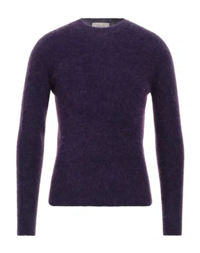 Filippo De Laurentiis Man Sweater Purple Size 42 Mohair Wool, Merino Wool, Polyamide, Elastane