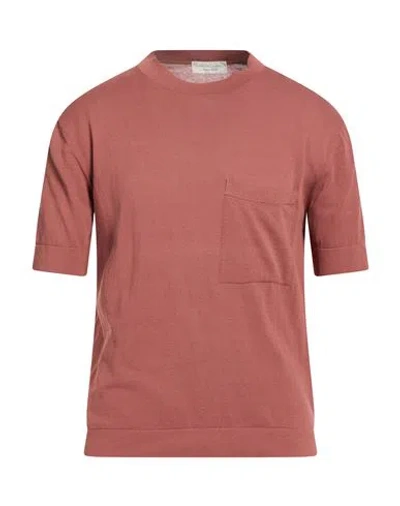 Filippo De Laurentiis Man Sweater Rust Size 38 Cotton In Red