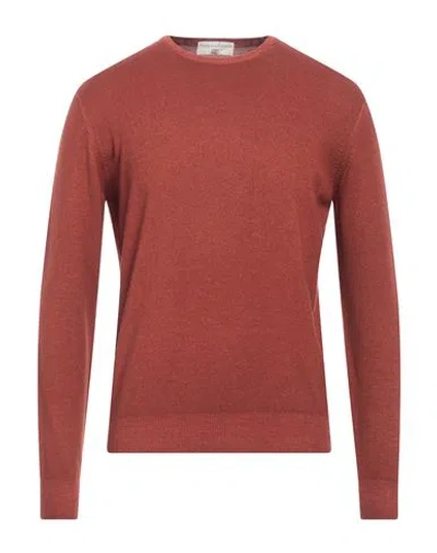 Filippo De Laurentiis Man Sweater Rust Size 40 Merino Wool, Silk, Cashmere In Red