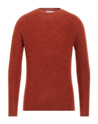 Filippo De Laurentiis Man Sweater Rust Size 44 Mohair Wool, Merino Wool, Polyamide, Elastane In Red