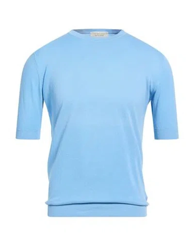 Filippo De Laurentiis Man Sweater Sky Blue Size 38 Cotton