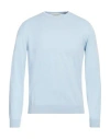 Filippo De Laurentiis Man Sweater Sky Blue Size 38 Cotton