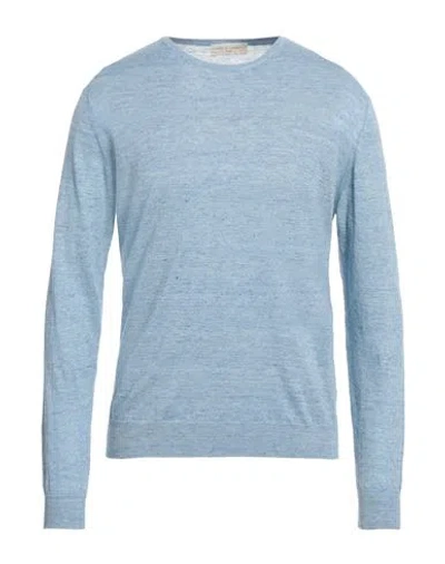 Filippo De Laurentiis Man Sweater Sky Blue Size 40 Linen, Cotton