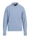 Filippo De Laurentiis Man Sweater Sky Blue Size 40 Merino Wool, Polyamide, Cashmere