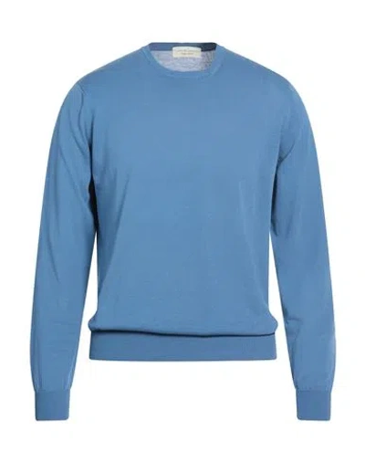 Filippo De Laurentiis Man Sweater Slate Blue Size 42 Cotton In Blue