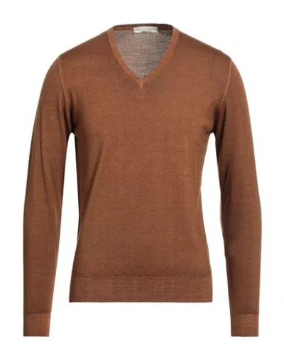 Filippo De Laurentiis Man Sweater Tan Size 38 Merino Wool In Brown