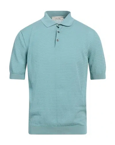 Filippo De Laurentiis Man Sweater Turquoise Size 36 Cotton