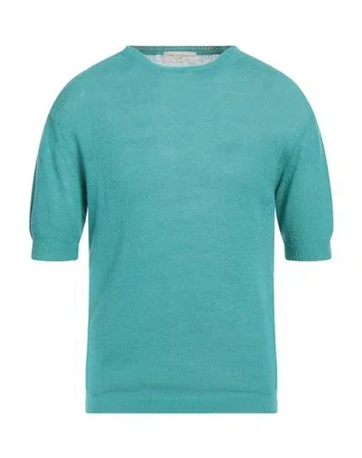 Filippo De Laurentiis Man Sweater Turquoise Size 42 Linen, Silk