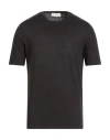 Filippo De Laurentiis Man T-shirt Charcoal Size 36 Linen, Elastane In Black
