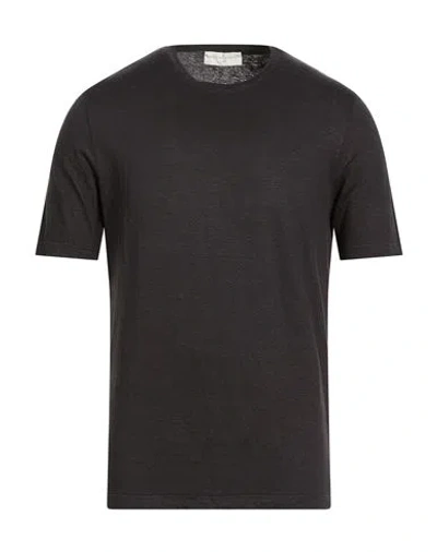 Filippo De Laurentiis Man T-shirt Charcoal Size 36 Linen, Elastane In Black