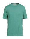 Filippo De Laurentiis Man T-shirt Emerald Green Size 46 Linen, Elastane