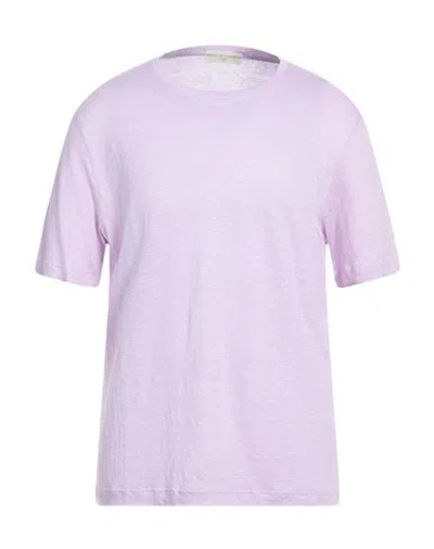 Filippo De Laurentiis Man T-shirt Lilac Size 48 Linen, Elastane In Purple