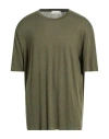 Filippo De Laurentiis Man T-shirt Military Green Size 48 Linen, Elastane In Green