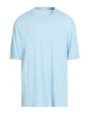 Filippo De Laurentiis Man T-shirt Sky Blue Size 46 Linen, Elastane In Blue