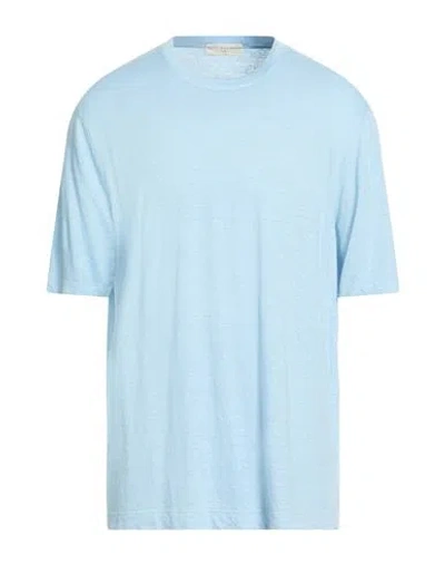 Filippo De Laurentiis Man T-shirt Sky Blue Size 46 Linen, Elastane