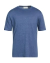 Filippo De Laurentiis Man T-shirt Slate Blue Size 42 Linen, Elastane