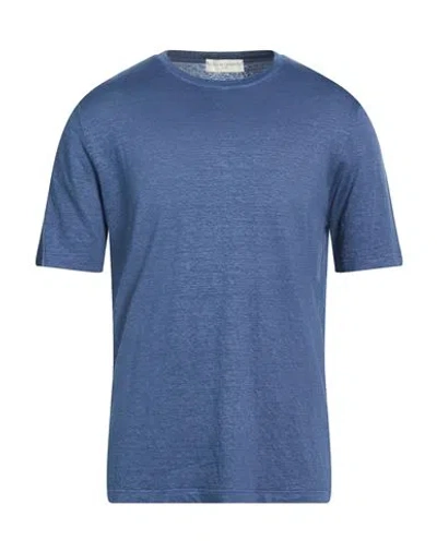 Filippo De Laurentiis Man T-shirt Slate Blue Size 42 Linen, Elastane