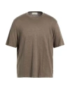 Filippo De Laurentiis Man T-shirt Taupe Size 44 Linen, Elastane In Gray
