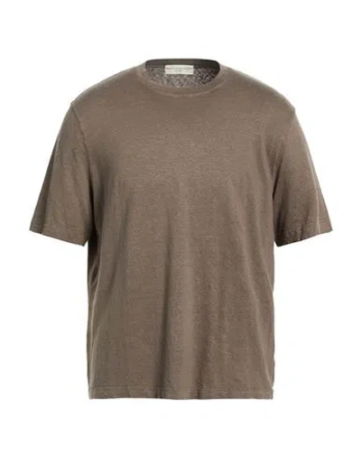 Filippo De Laurentiis Man T-shirt Taupe Size 44 Linen, Elastane In Gray