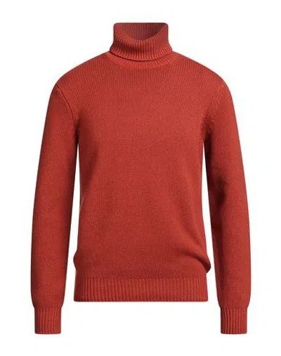 Filippo De Laurentiis Man Turtleneck Brick Size 44 Merino Wool, Silk, Cashmere In Red